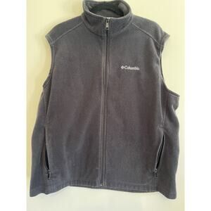 Columbia Womens Vest Gray Fleece Sleeveless Full Zip Turtleneck Pockets Size L